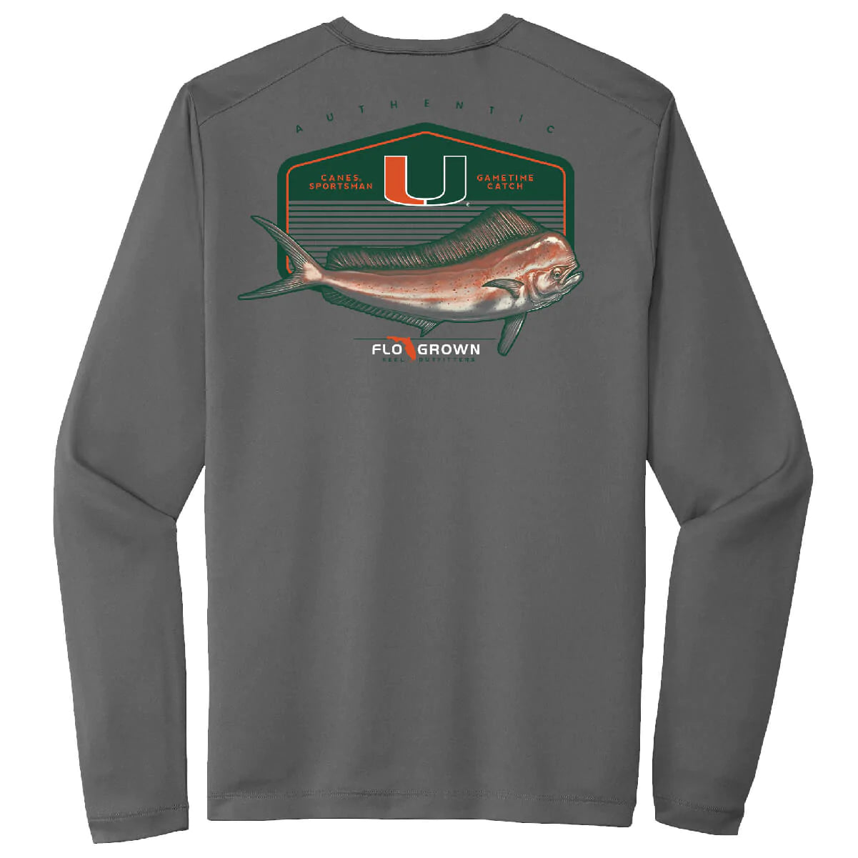 Miami Hurricanes FLOGROWN Mahi Standard Crest Long Sleeve Performance Tee