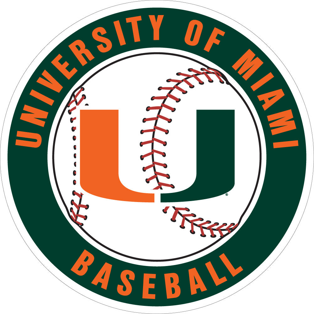 Miami Hurricanes Baseball Round 3" Magnet - CanesWear at Miami FanWear Decals & Stickers SDS Design Associates CanesWear at Miami FanWear