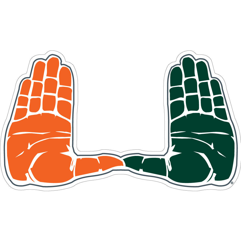 Miami Hurricanes 2" U Hands Dizzler Decal - CanesWear at Miami FanWear Decals & Stickers SDS Design Associates CanesWear at Miami FanWear