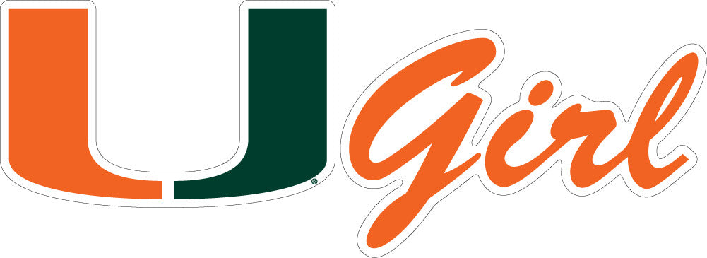 Miami Hurricanes U Girl Block Decal - CanesWear at Miami FanWear Decals & Stickers SDS Design Associates CanesWear at Miami FanWear