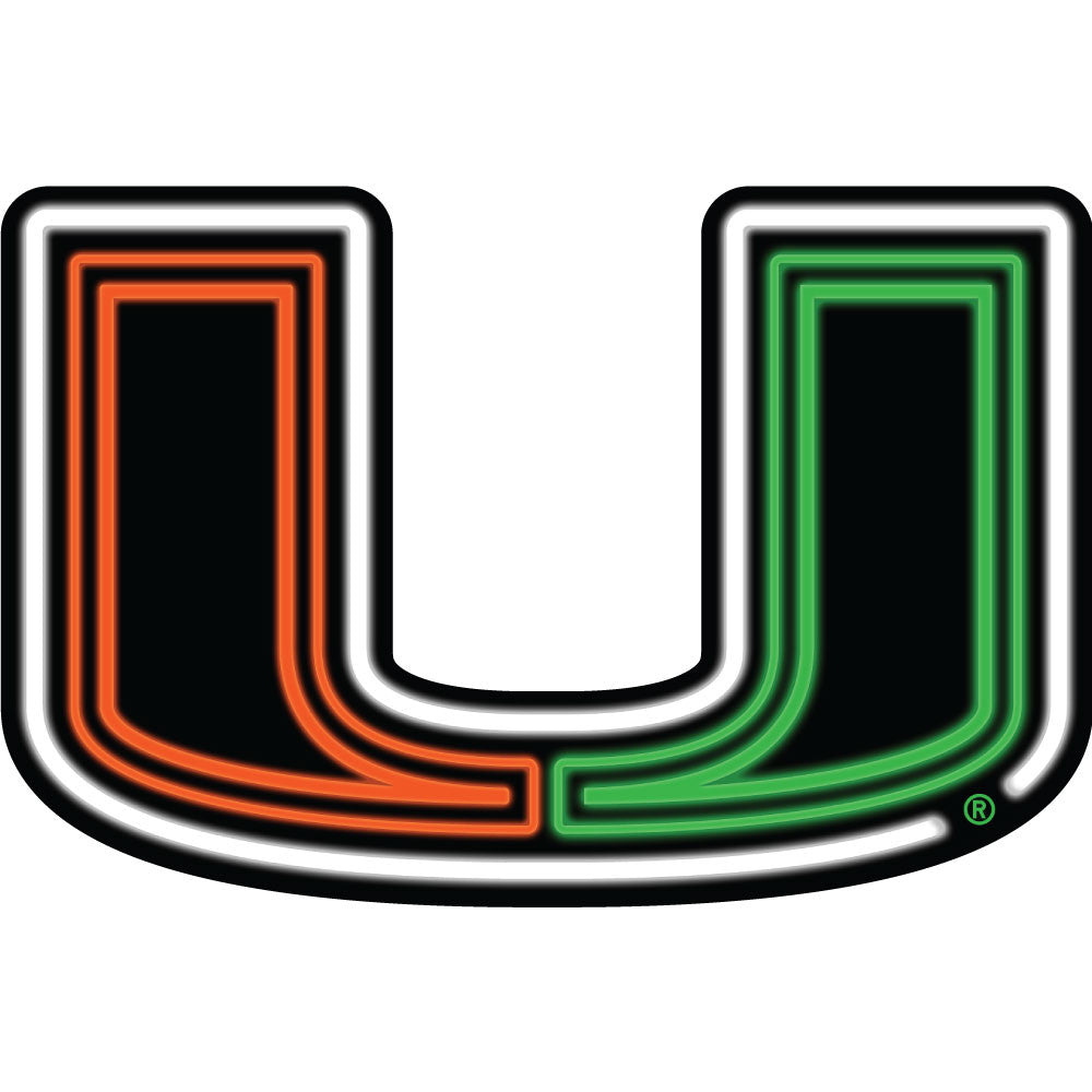 Miami Hurricanes Neon U Logo Decal - CanesWear at Miami FanWear Decals & Stickers SDS Design Associates CanesWear at Miami FanWear