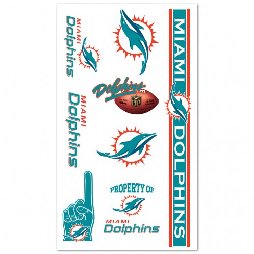 Miami Dolphins Temporary Tattoo Sheet - 8 Pack