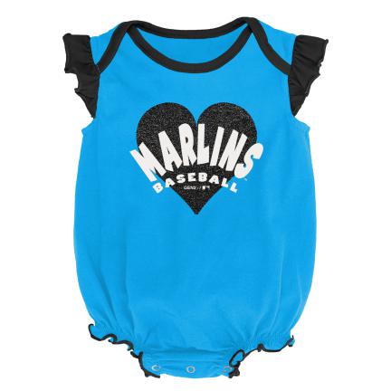 Miami Marlins Infant Girls Double Trouble 2 Piece Creeper Set - Blue/Black