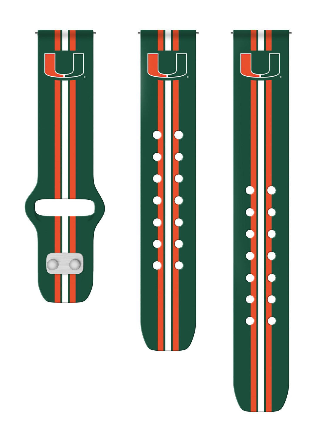 Miami Hurricanes Quick Change Silicone Watch Band - Stripes
