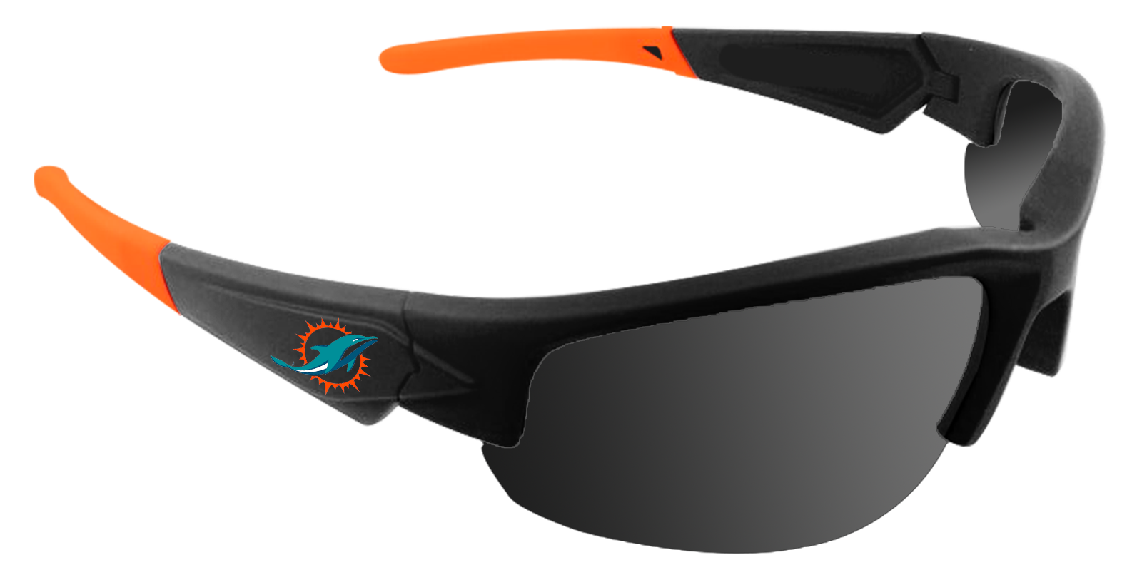 Miami Dolphins Dynasty Raze HD Sunglasses - Black with Orange Tips