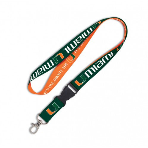 Miami Hurricanes All About The U 2-Sided Lanyard w/Detachable Buckle - Orange/Green