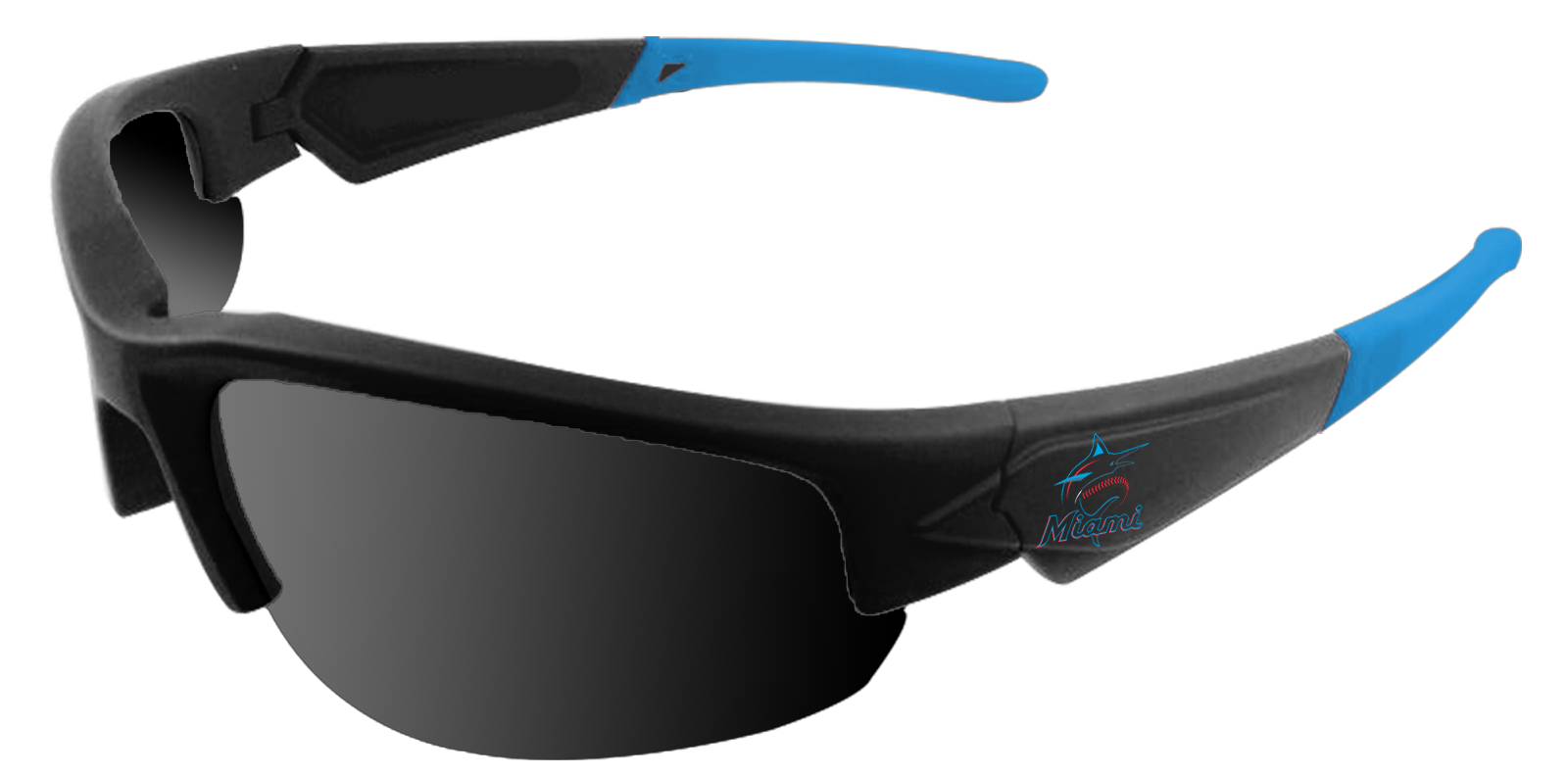 Miami Marlins Dynasty Raze HD Sunglasses - Black with Blue Tips