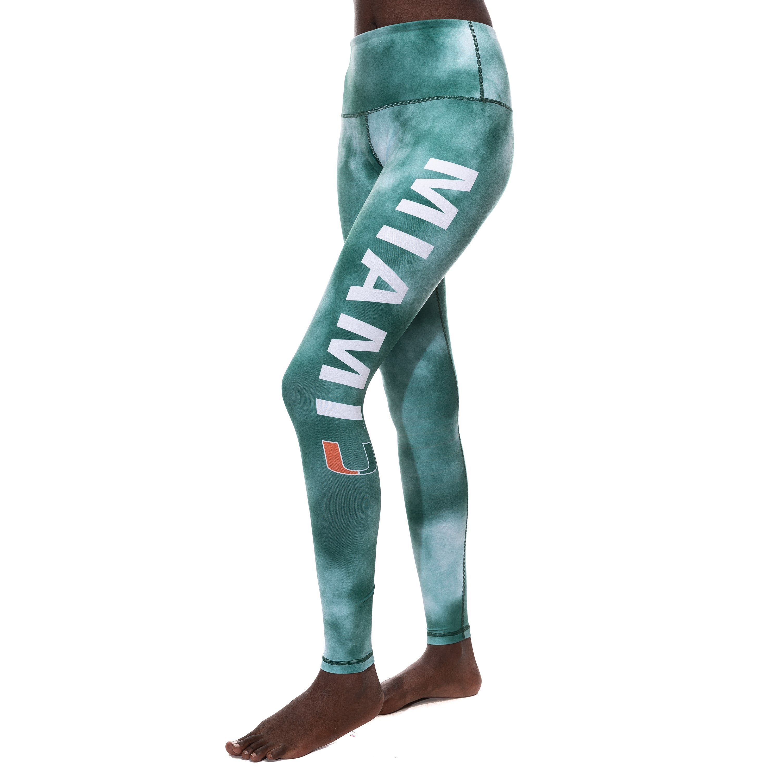 Miami Hurricanes ZooZatz Women Fan Mist Leggings - Green/White