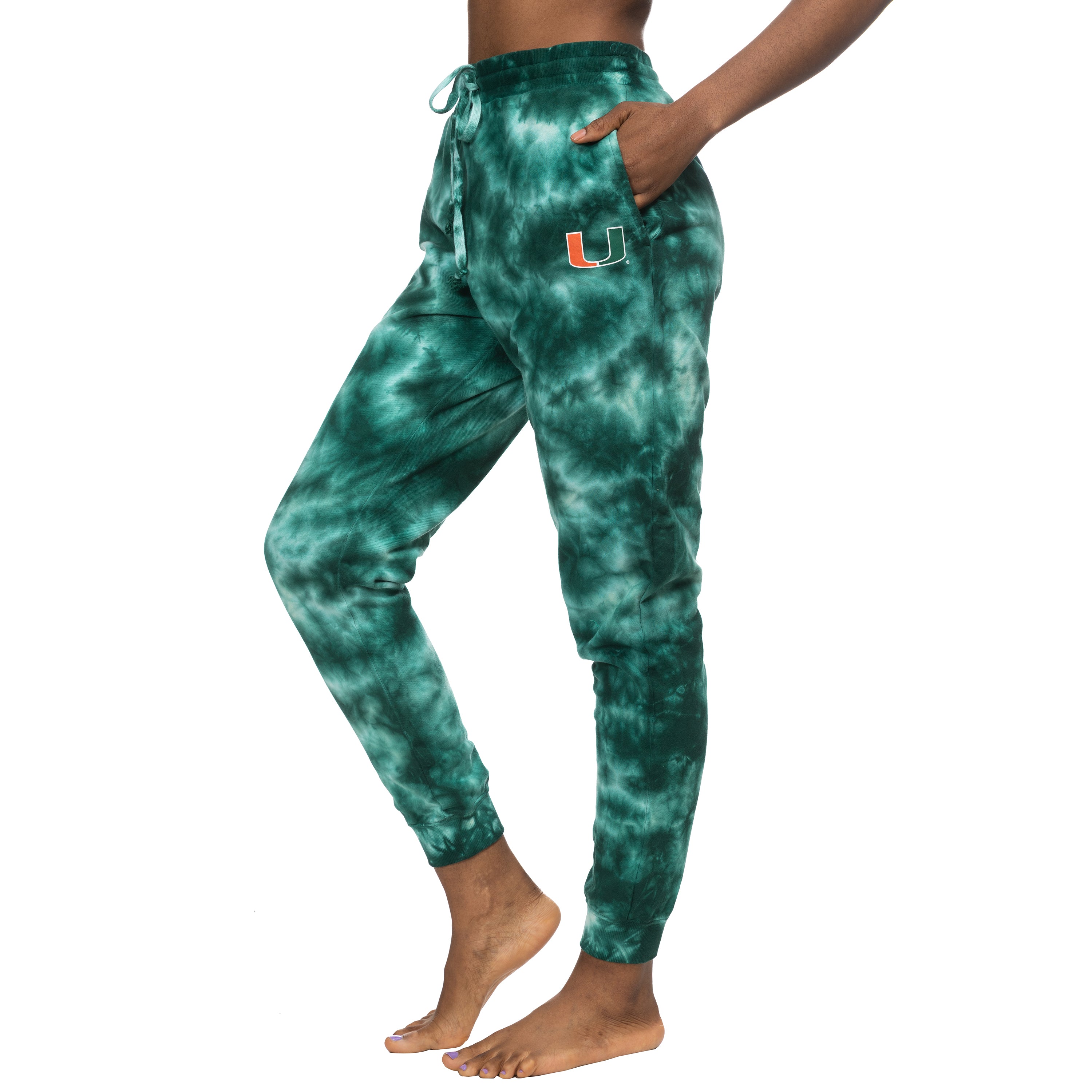 Miami Hurricanes ZooZatz Cloud Dye French Terry Jogger Pants Green