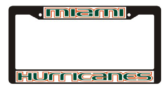 Miami Hurricanes License Tag Plate Frame - Black