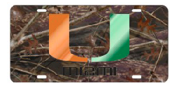 Miami Hurricanes U Camo Front License Plate - CanesWear at Miami FanWear Automobile Accessories Craftique CanesWear at Miami FanWear