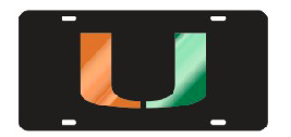 Miami Hurricanes U logo Front License Plate Tag - CanesWear at Miami FanWear Automobile Accessories Craftique CanesWear at Miami FanWear