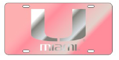 Miami Hurricanes Pink U Front License Plate Tag - CanesWear at Miami FanWear Automobile Accessories Craftique CanesWear at Miami FanWear