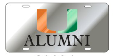 Miami Hurricanes U Alumni Front License Plate Tag -Mirror - CanesWear at Miami FanWear Automobile Accessories Craftique CanesWear at Miami FanWear