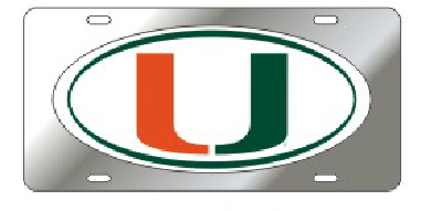 Miami Hurricanes U Oval Front License Plate Tag - CanesWear at Miami FanWear Automobile Accessories Craftique CanesWear at Miami FanWear