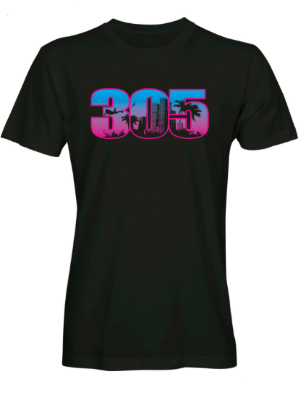 305 Miami Skyline Men's Vice T-Shirt - Black