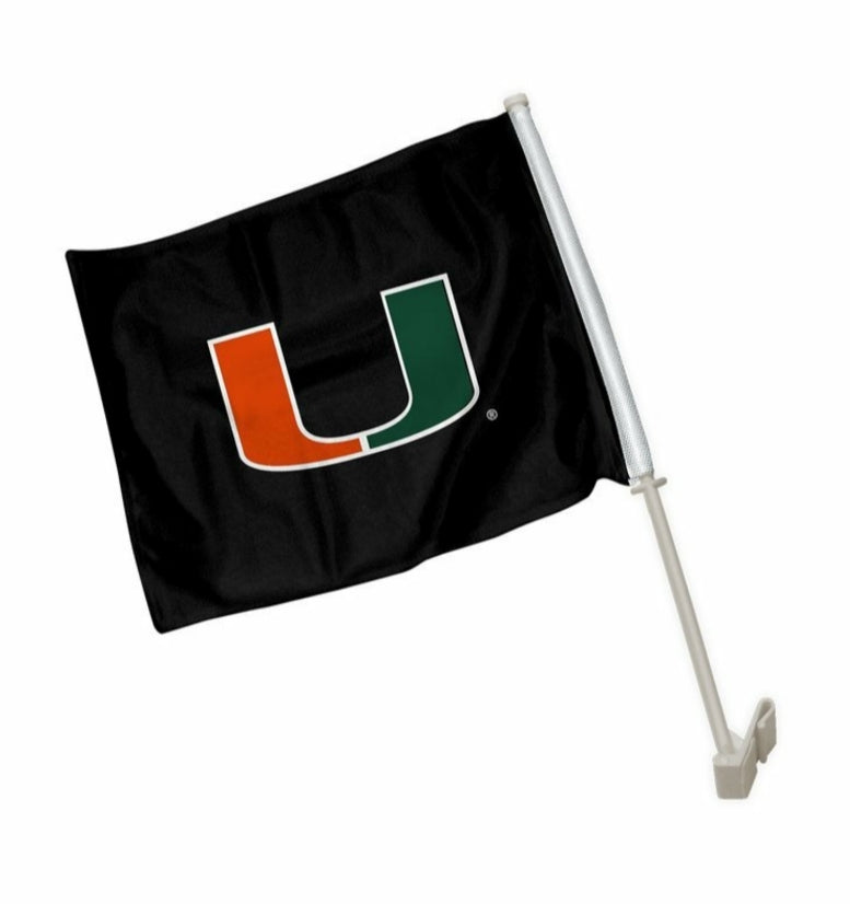 Miami Hurricanes U Car Flag - Black