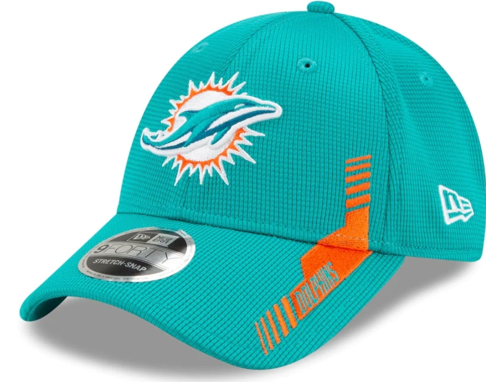 Miami Dolphins New Era 2021 Sideline Home 9Forty Adjustable Snapback Hat - Aqua