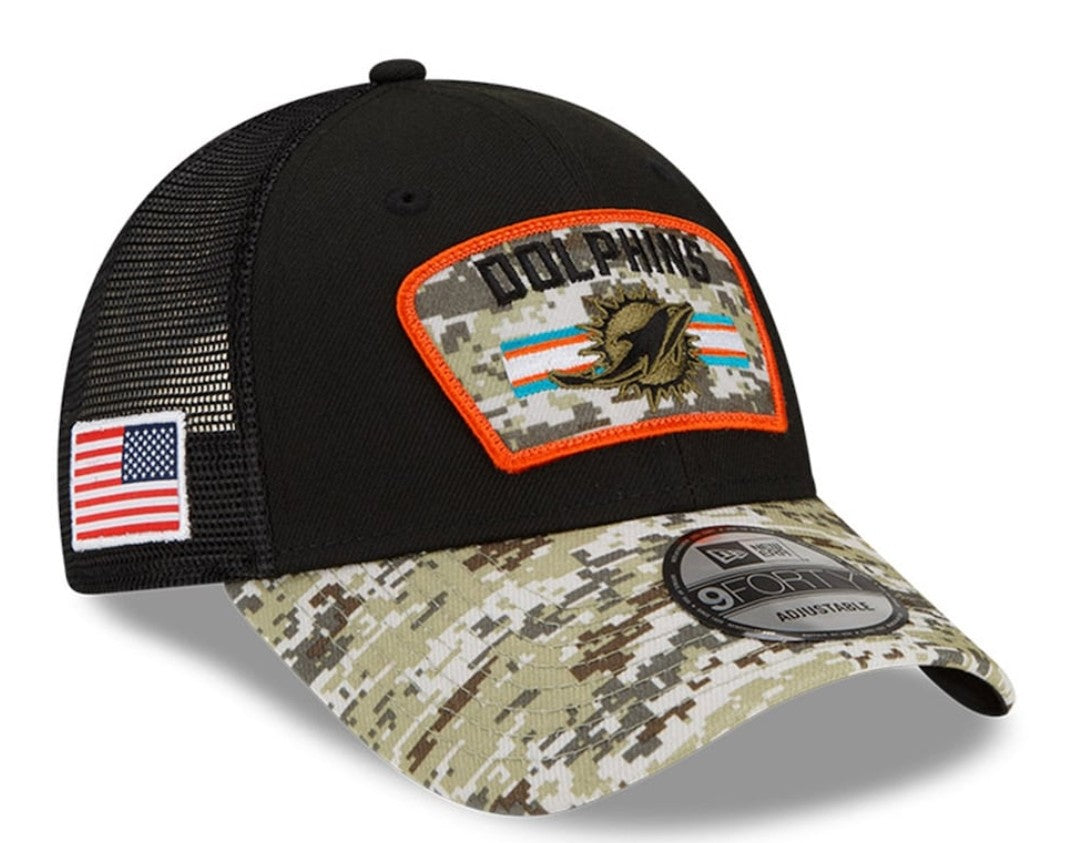 Miami Dolphins New Era Salute to Service 9Forty Adjustable Hat