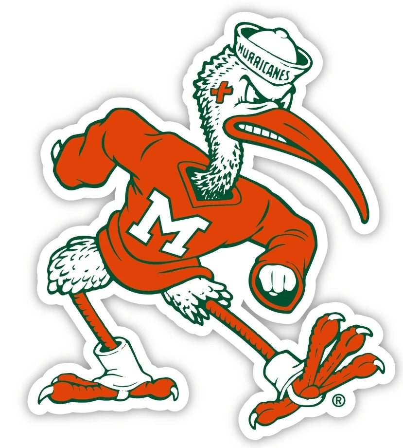 Miami Hurricanes Die Cut Sebastian Ibis Decal