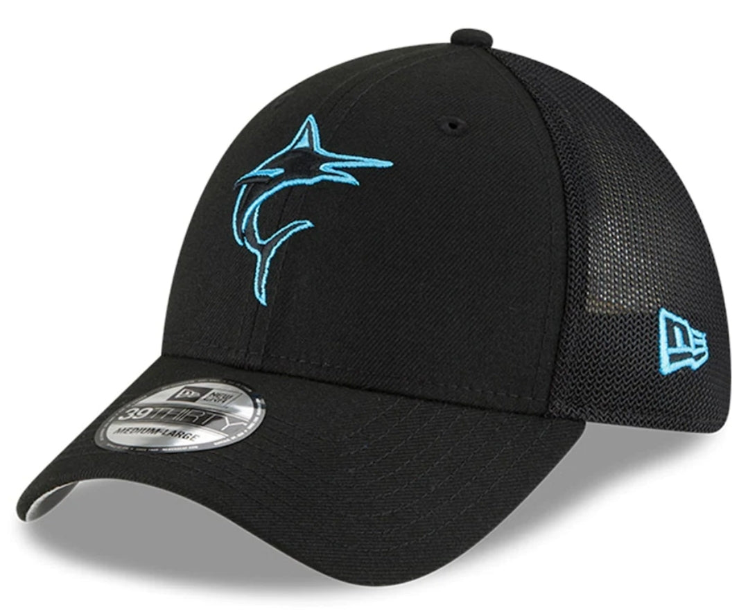 Miami Marlins New Era Batting Practice 39THIRTY Flex Hat - Black