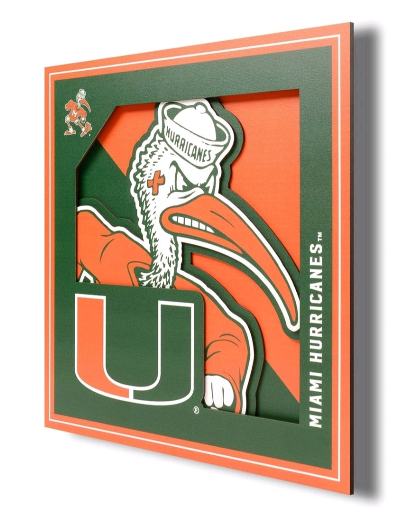 Miami Hurricanes Logo Series Wall Art - 12" x 12"