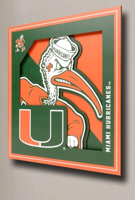 Miami Hurricanes Logo Series Wall Art - 12" x 12"