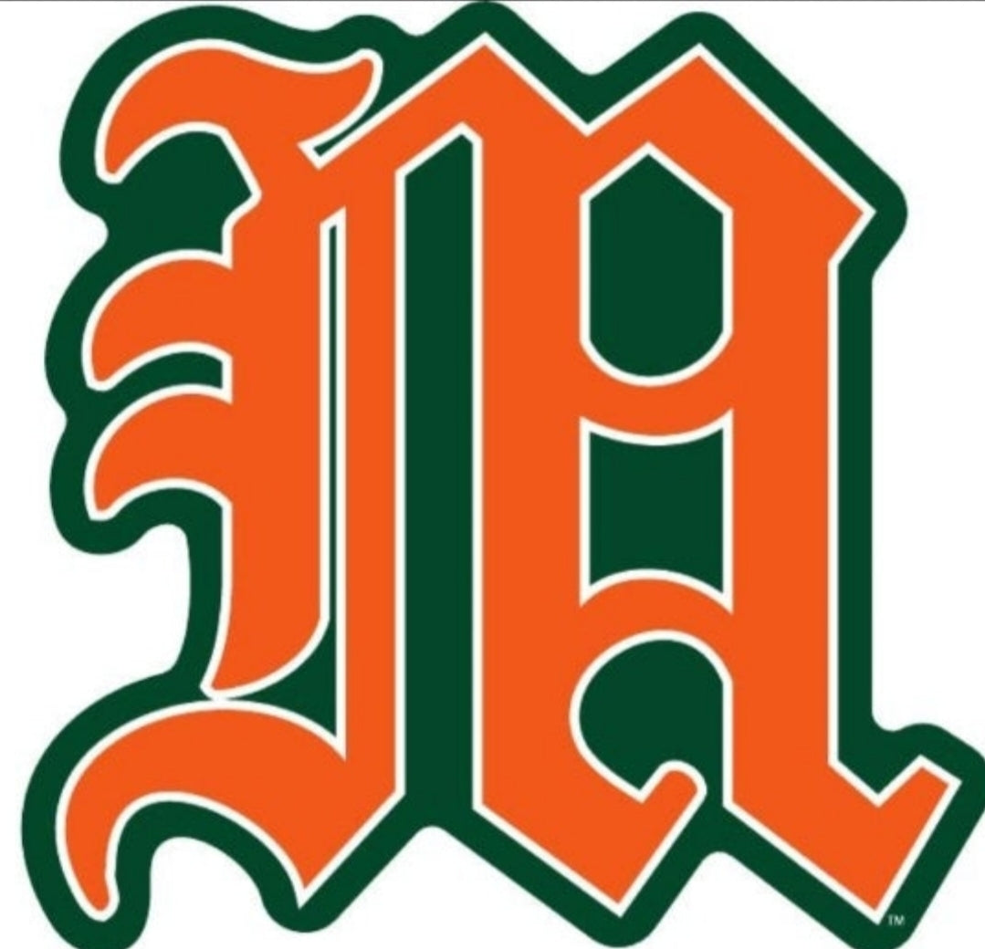 Miami Hurricanes Old English M Dizzler Decal