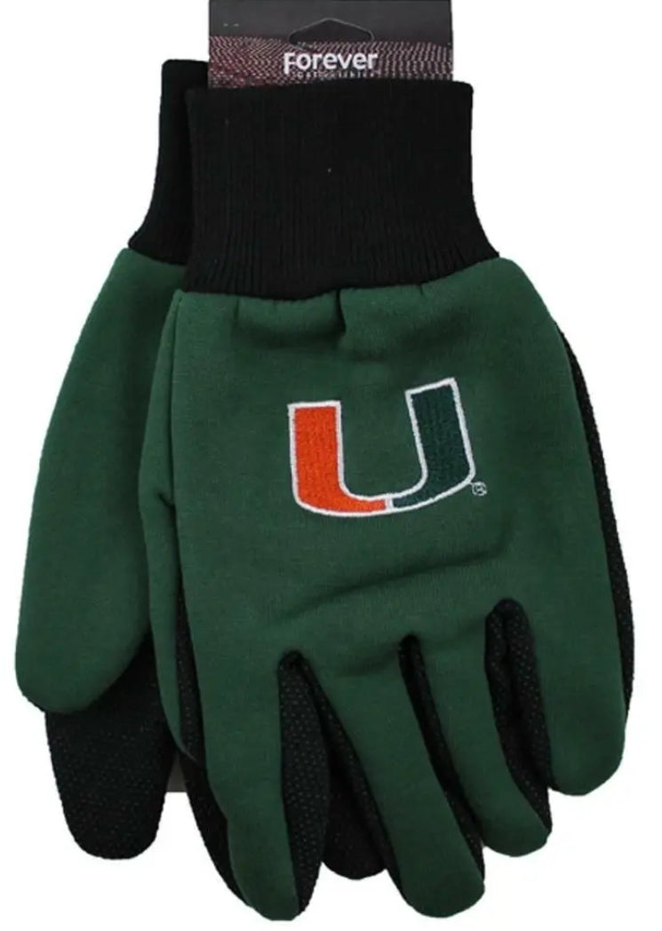 Miami Hurricanes Utility Goves - Green/Black
