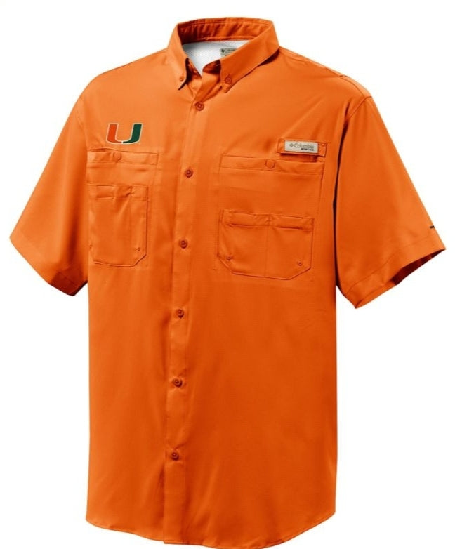 Miami Hurricanes Columbia PFG Tamiami Shirt U Logo - Orange