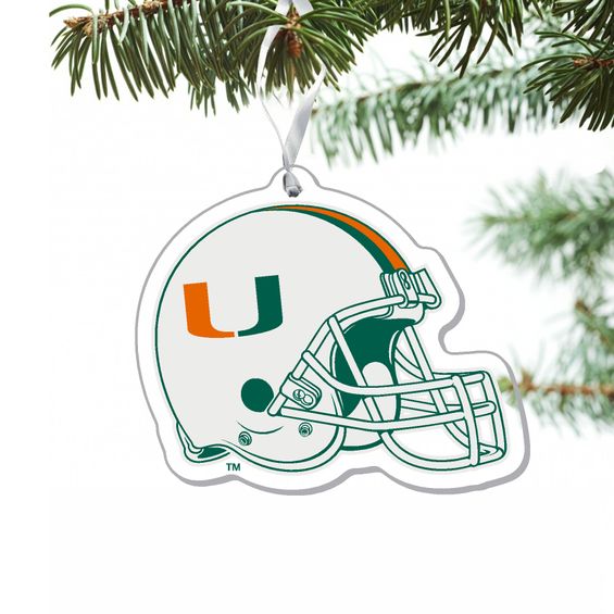 Miami Hurricanes Helmet Clear Acrylic Ornament