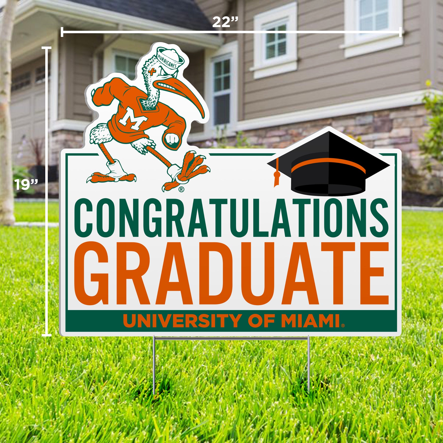 Miami Hurricanes Congratulations Graduate Sebastian Lawn Sign