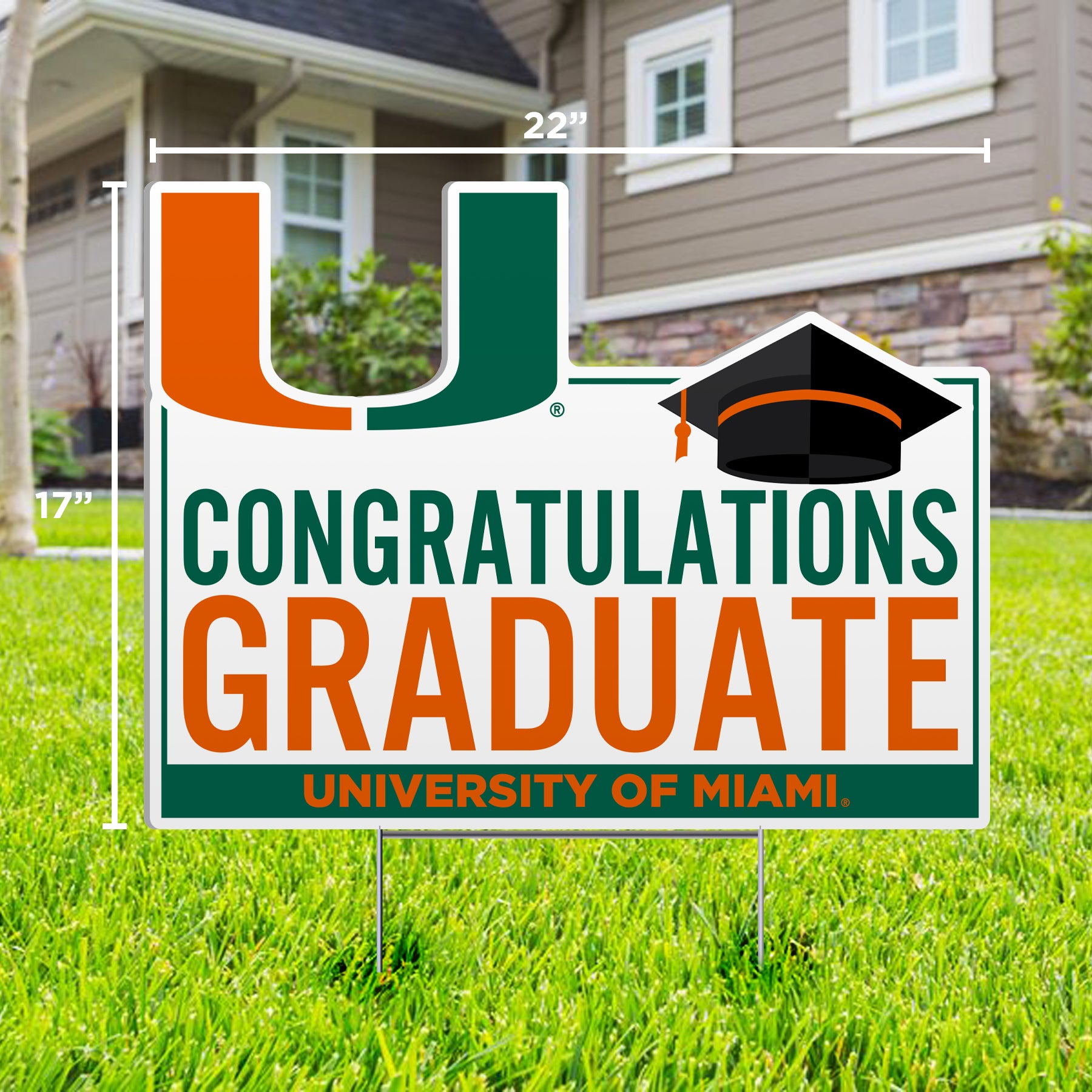 Miami Hurricanes Congratulations Graduate U Lawn Sign