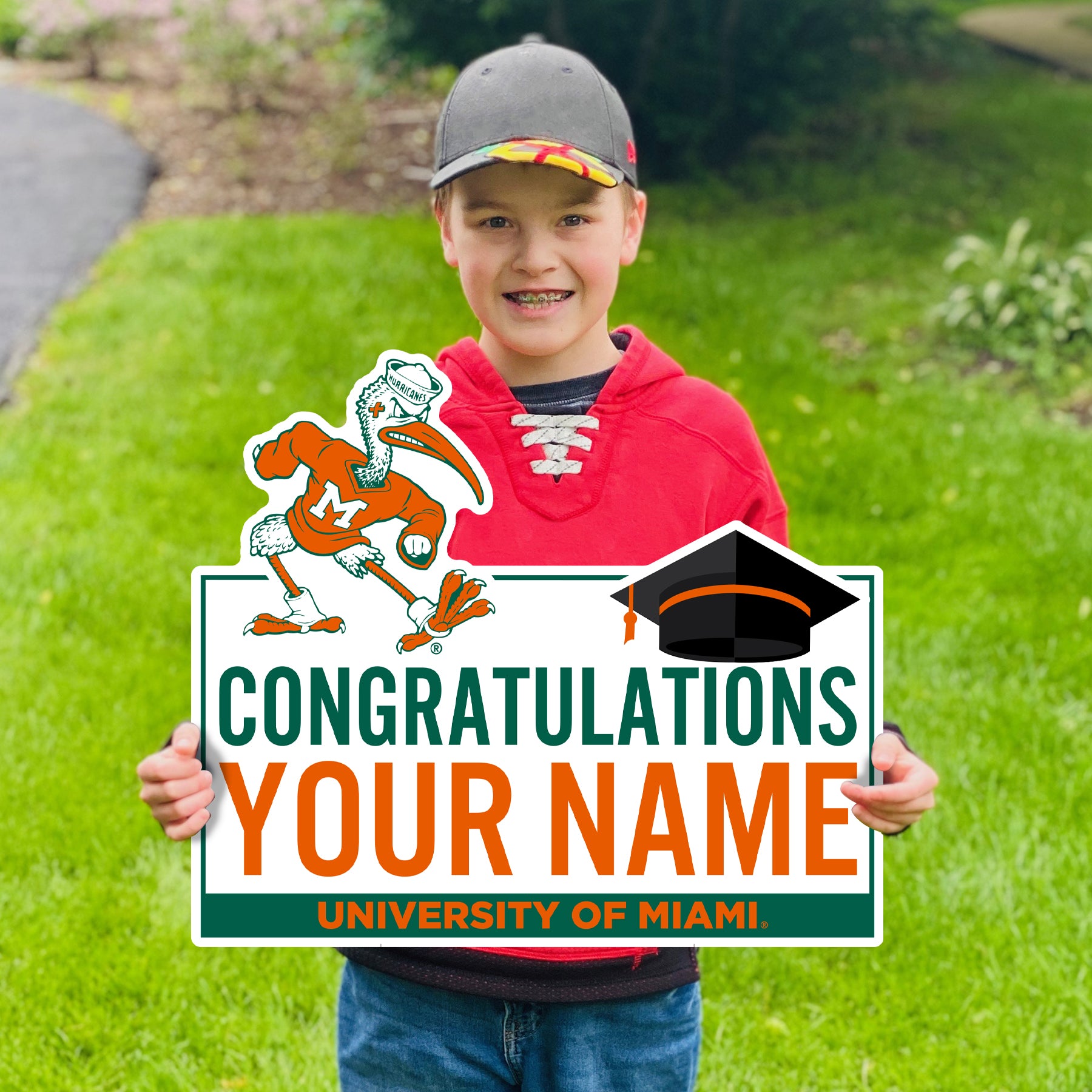 Miami Hurricanes Custom Congratulations Sebastian Lawn Sign