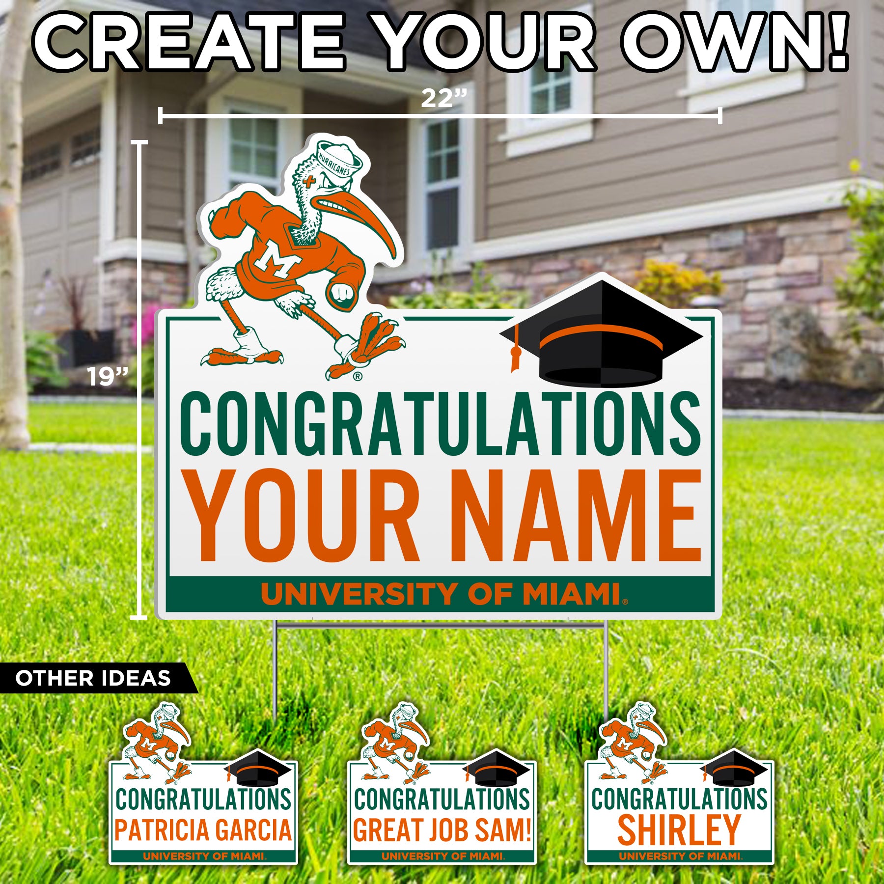 Miami Hurricanes Custom Congratulations Sebastian Lawn Sign