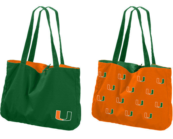 Miami Hurricanes Reversible Fashion Tote - CanesWear at Miami FanWear Purse Logo Chair CanesWear at Miami FanWear