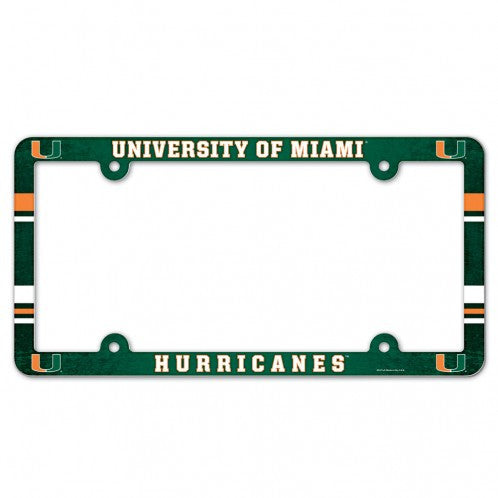 Miami Hurricanes License Plate Frame - Green