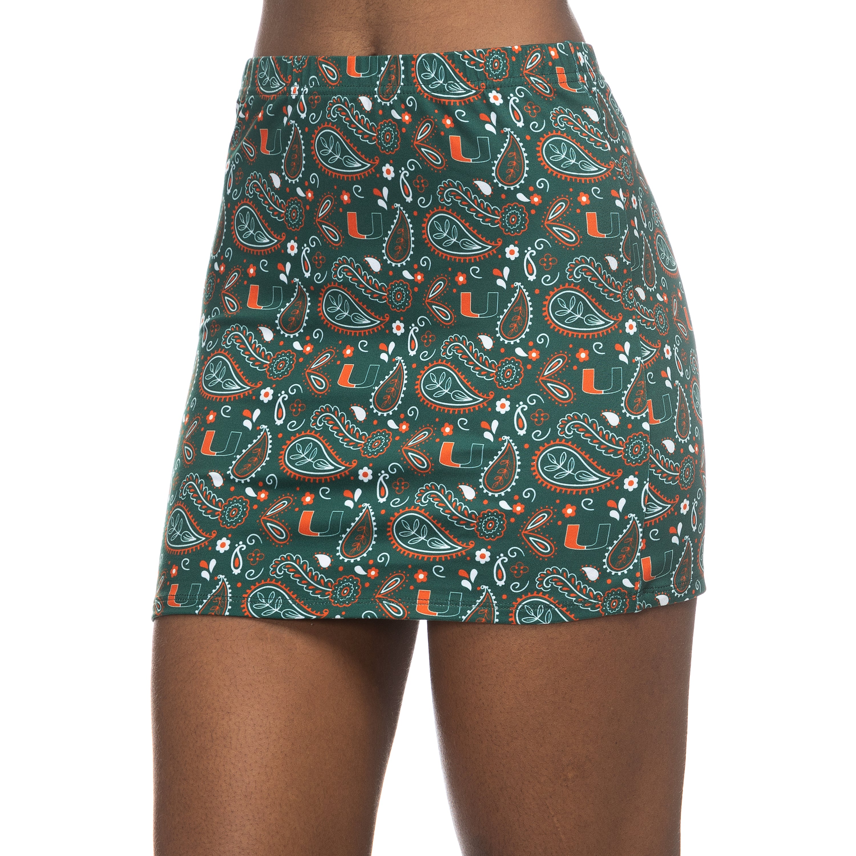 Miami Hurricanes ZooZatz Sublimated Paisley Skirt - Green and Orange