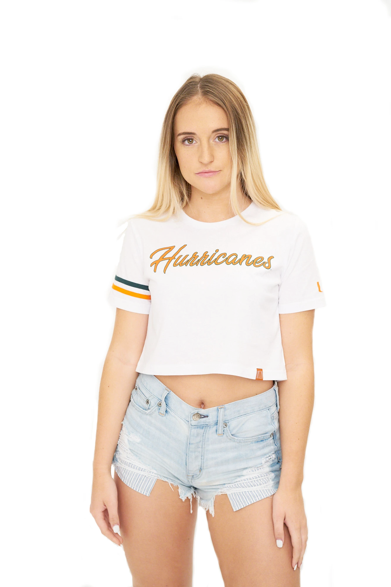 Miami Hurricanes INSZN Crop Top T-Shirt - White