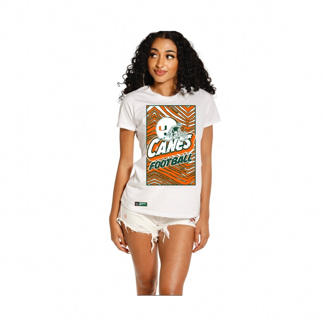 Miami Hurricanes Women’s Dyme Lyfe Zubaz T-Shirt - White