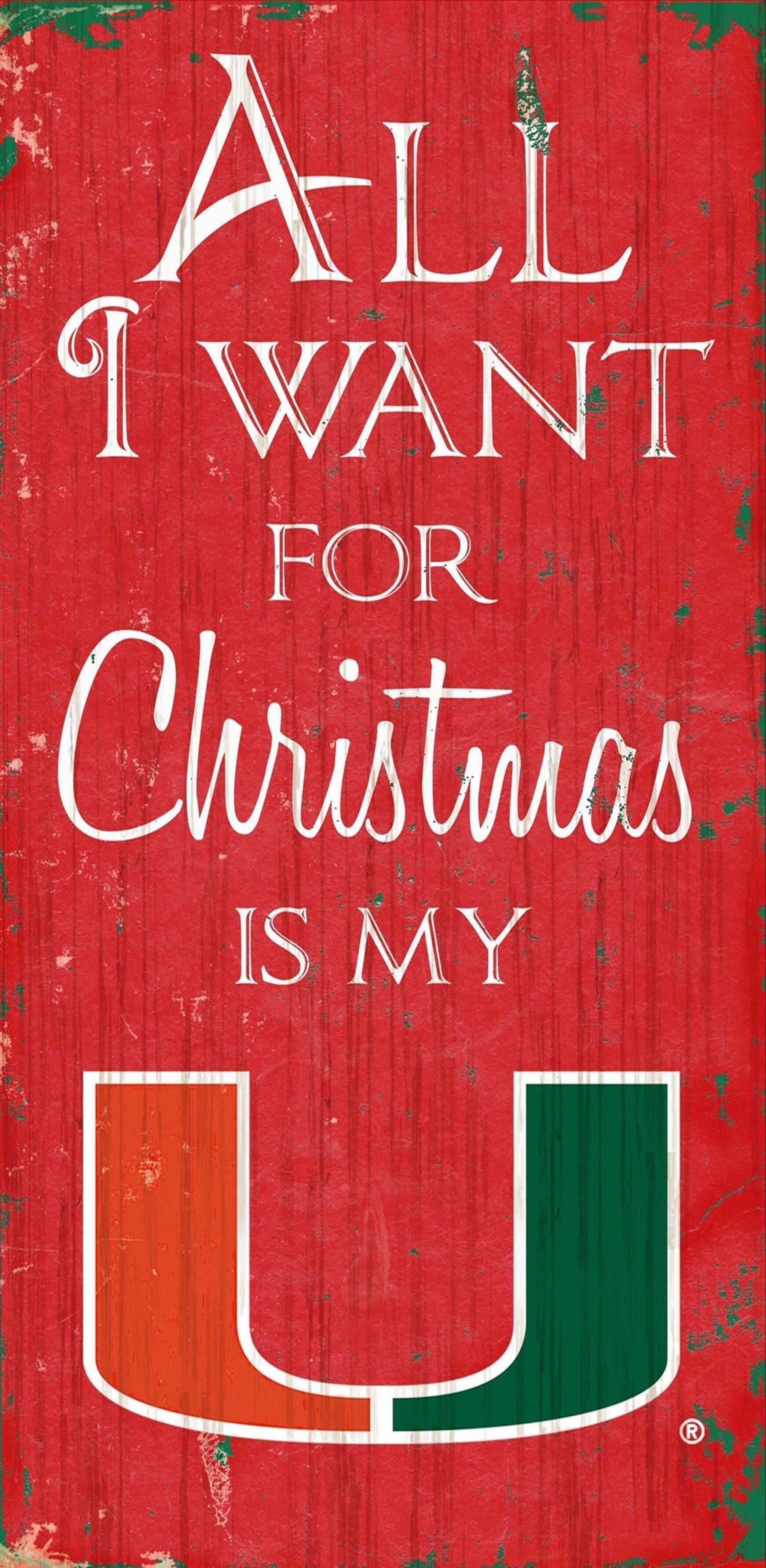 Miami Hurricanes All I Want for Christmas Wooden Sign - 6" x 12"