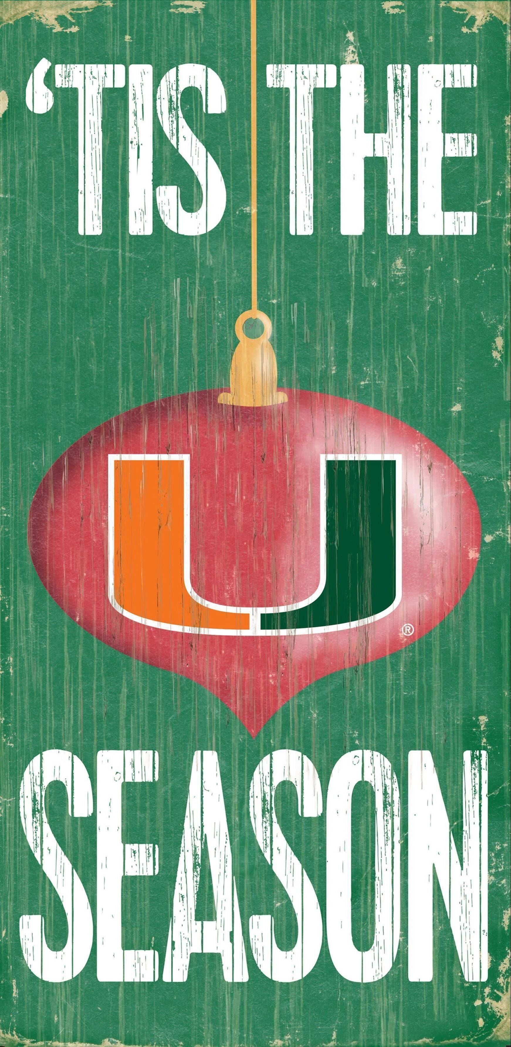 Miami Hurricanes 'Tis the Season Wooden Sign - 6" x 12"