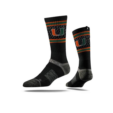 Miami Hurricanes Strideline Classic Black Knit Crew Socks