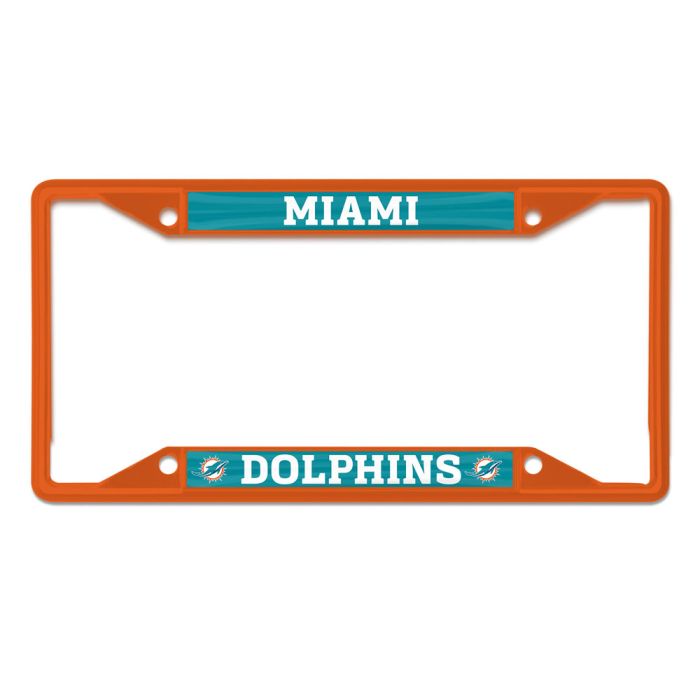 Miami Dolphins Orange Metal License Plate Frame