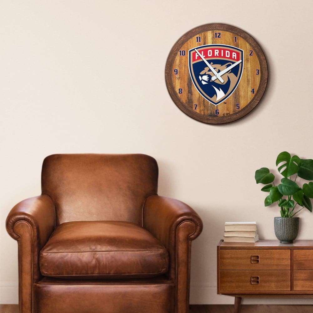Florida Panthers: "Faux" Barrel Top Wall Clock - The Fan-Brand