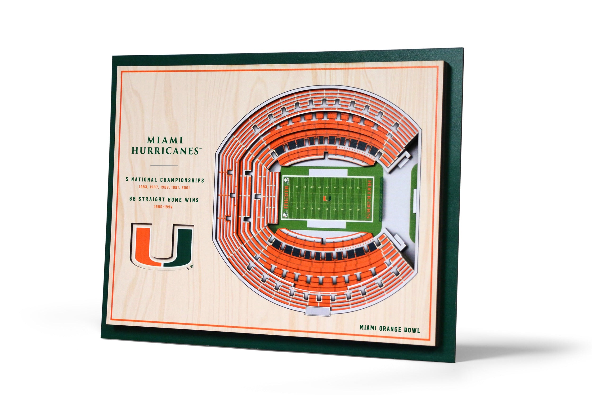 Miami Hurricanes Orange Bowl 5 Layer Stadiumview 3D Wall Art