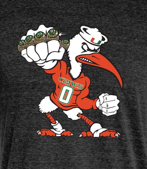 Miami Hurricanes Men's 5 Rings POW T-Shirt - Heather Black