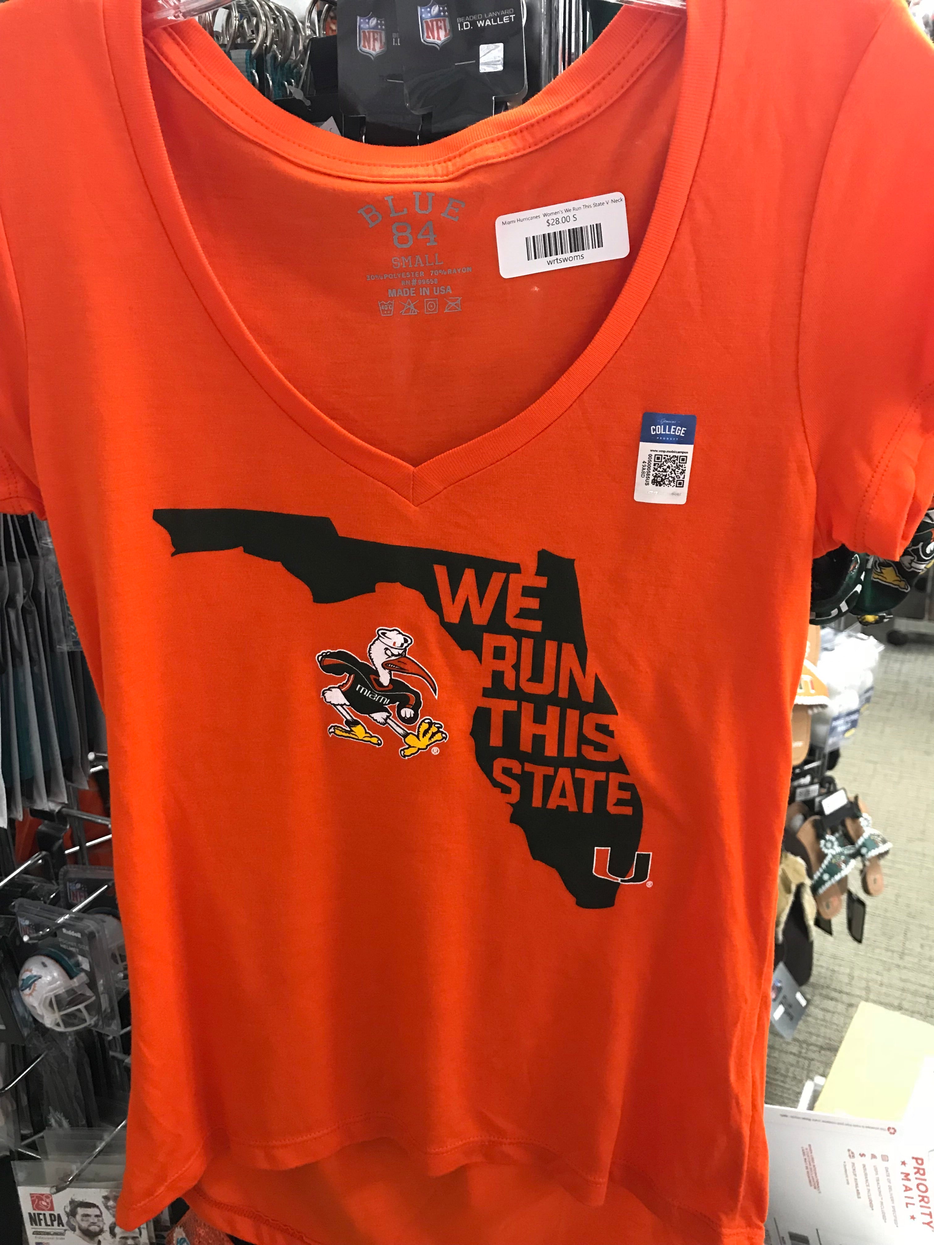 Miami Hurricanes Women’s V-Neck We Run This State Tri-Blend T-Shirt - Orange