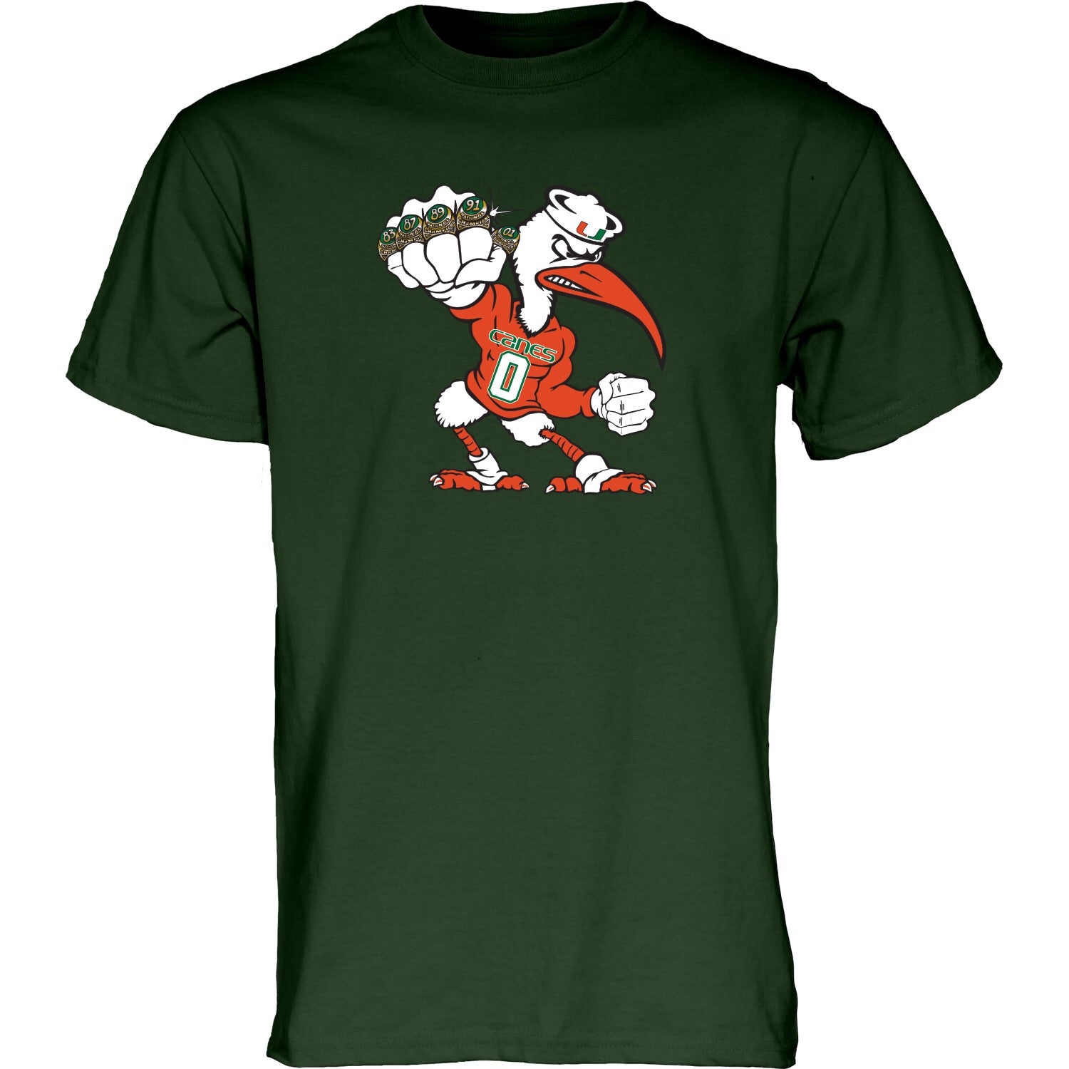 Miami Hurricanes Men's 5 Rings POW T-Shirt - Green