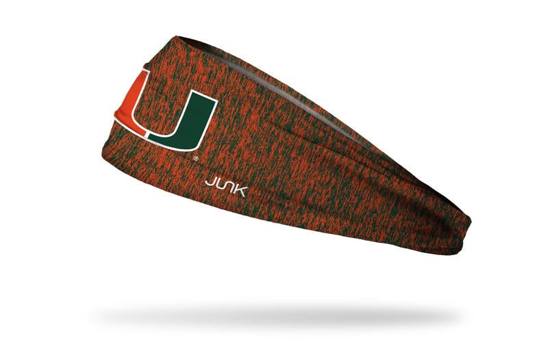 Miami Hurricanes Stretch Headband U Logo - Heathered Orange / Green